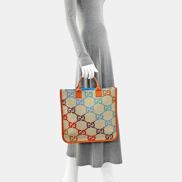 Monogram Fabric Tote Bag Beige