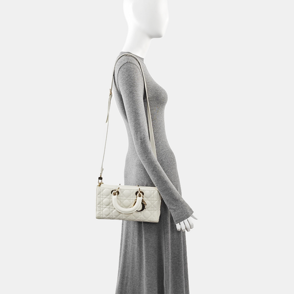 Lady D-Joy Medium Cannage Lambskin White
