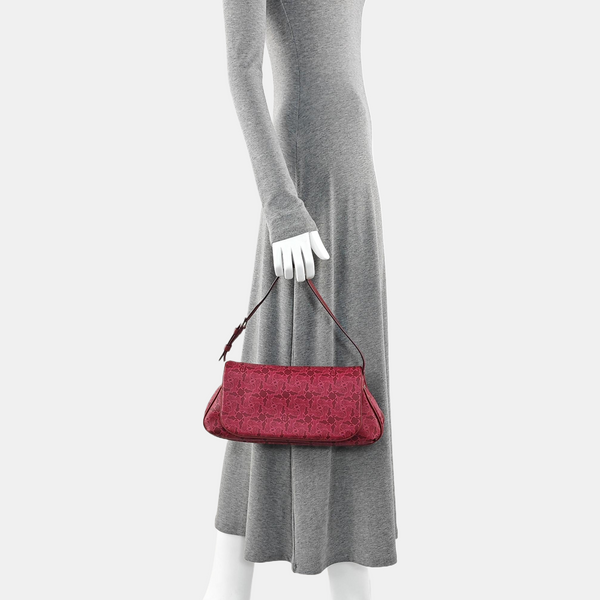 Coated Canvas Shoulder Bag Red