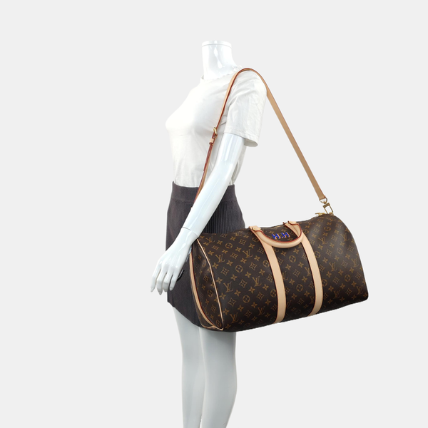 KEEPALL 45 Monogram Coated Canvas Brown