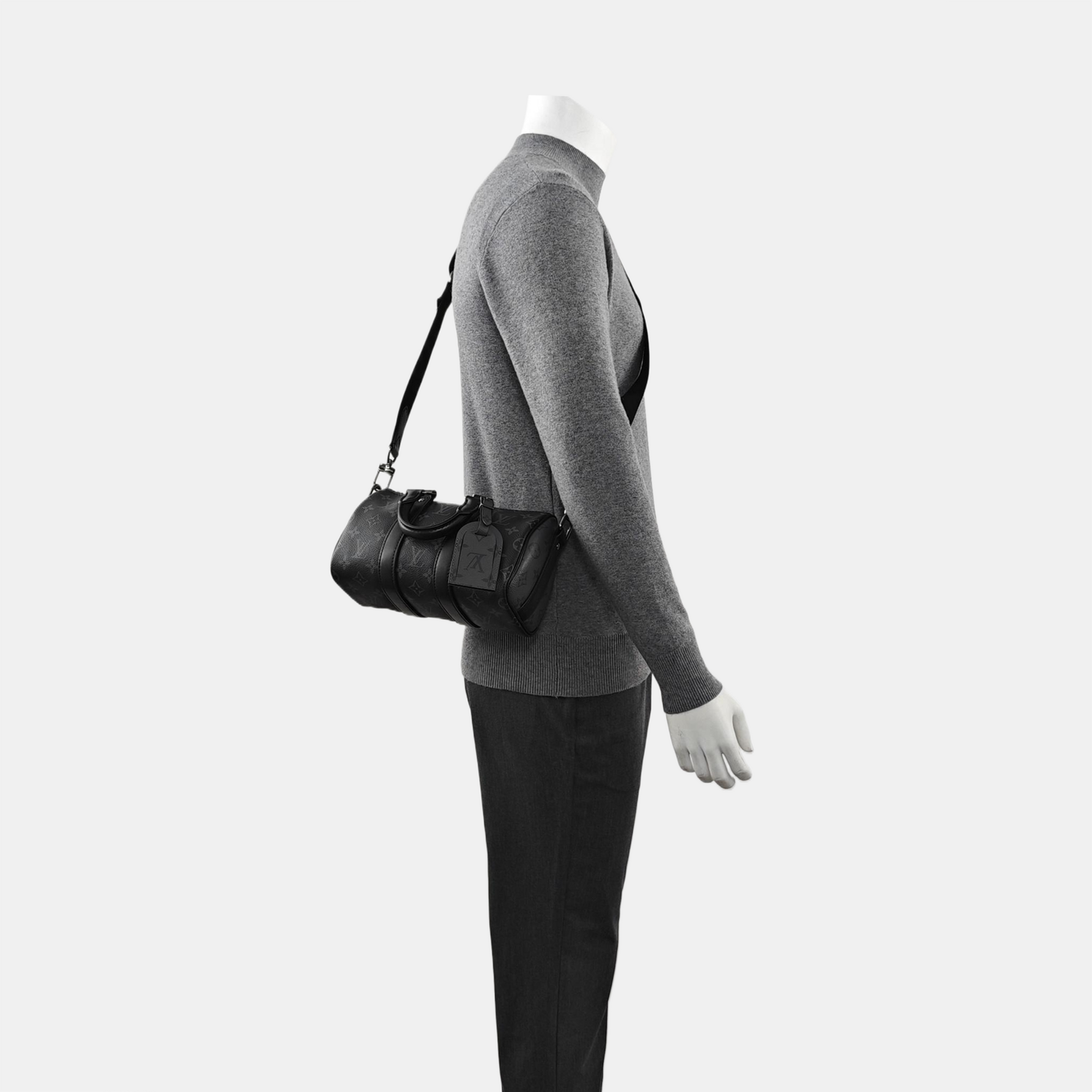 KEEPALL 25 Monogram Coated Canvas Black