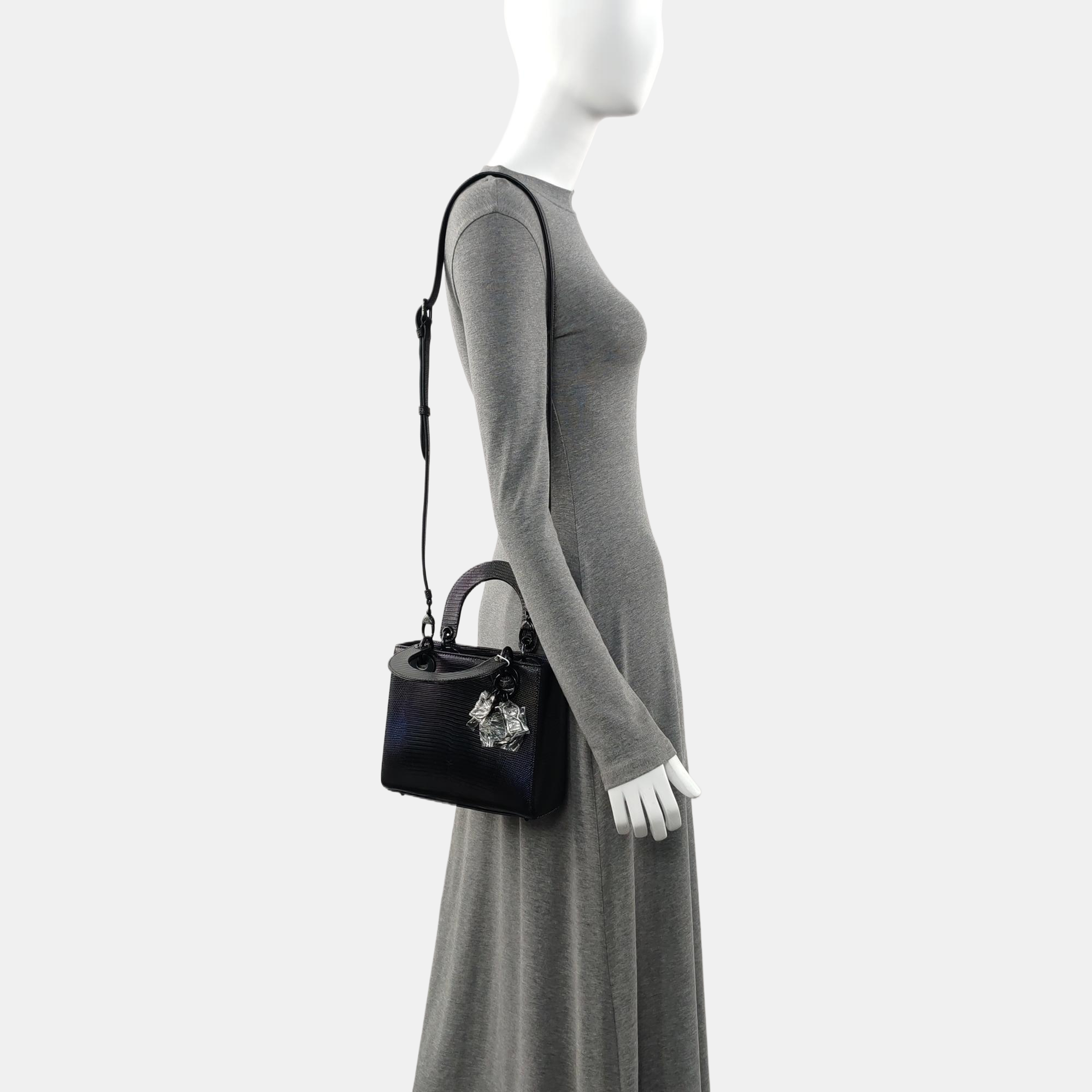 Lady Dior Small Lizard Blue