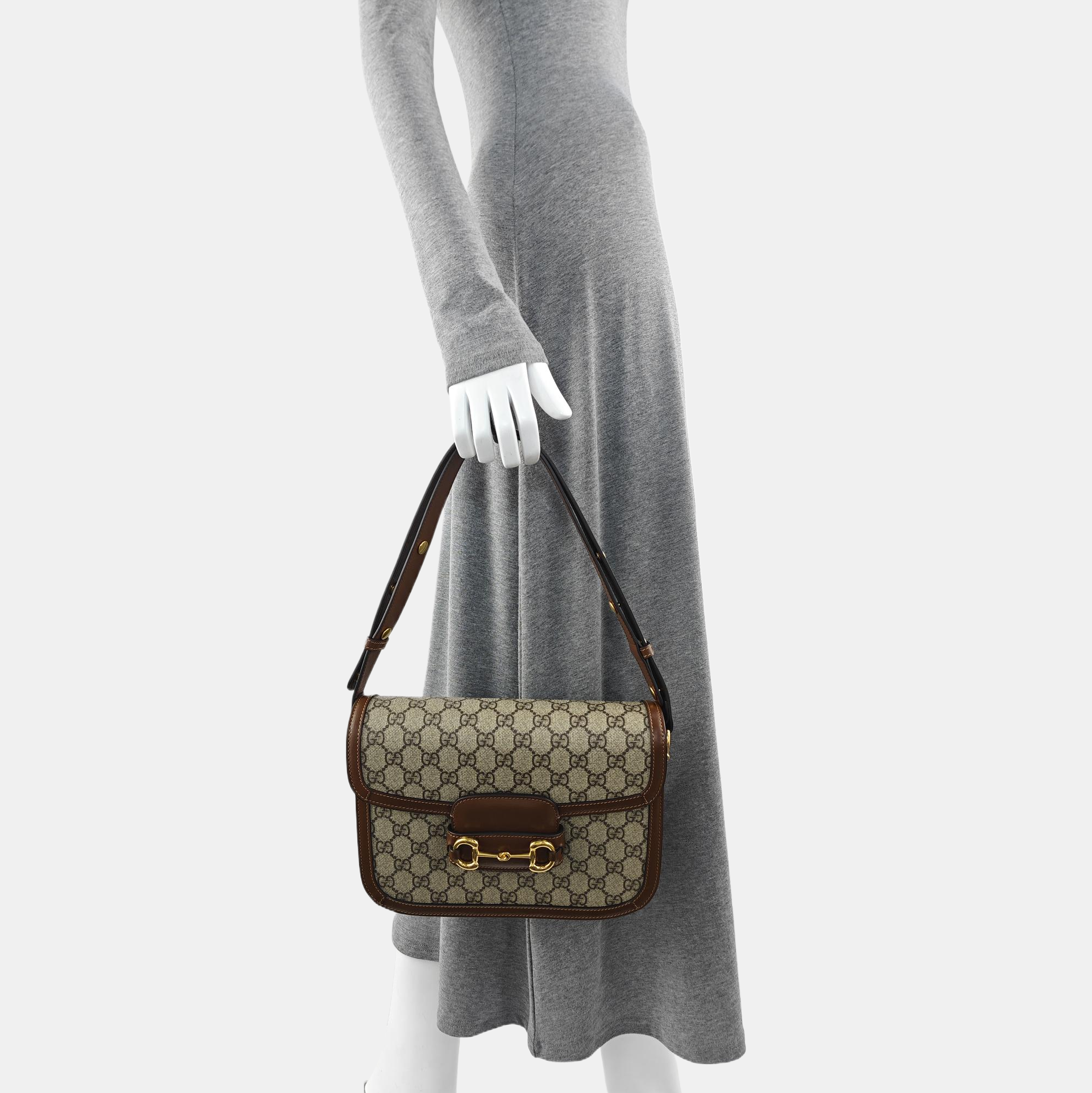 Horsebit 1955 Medium Monogram Coated Canvas Beige
