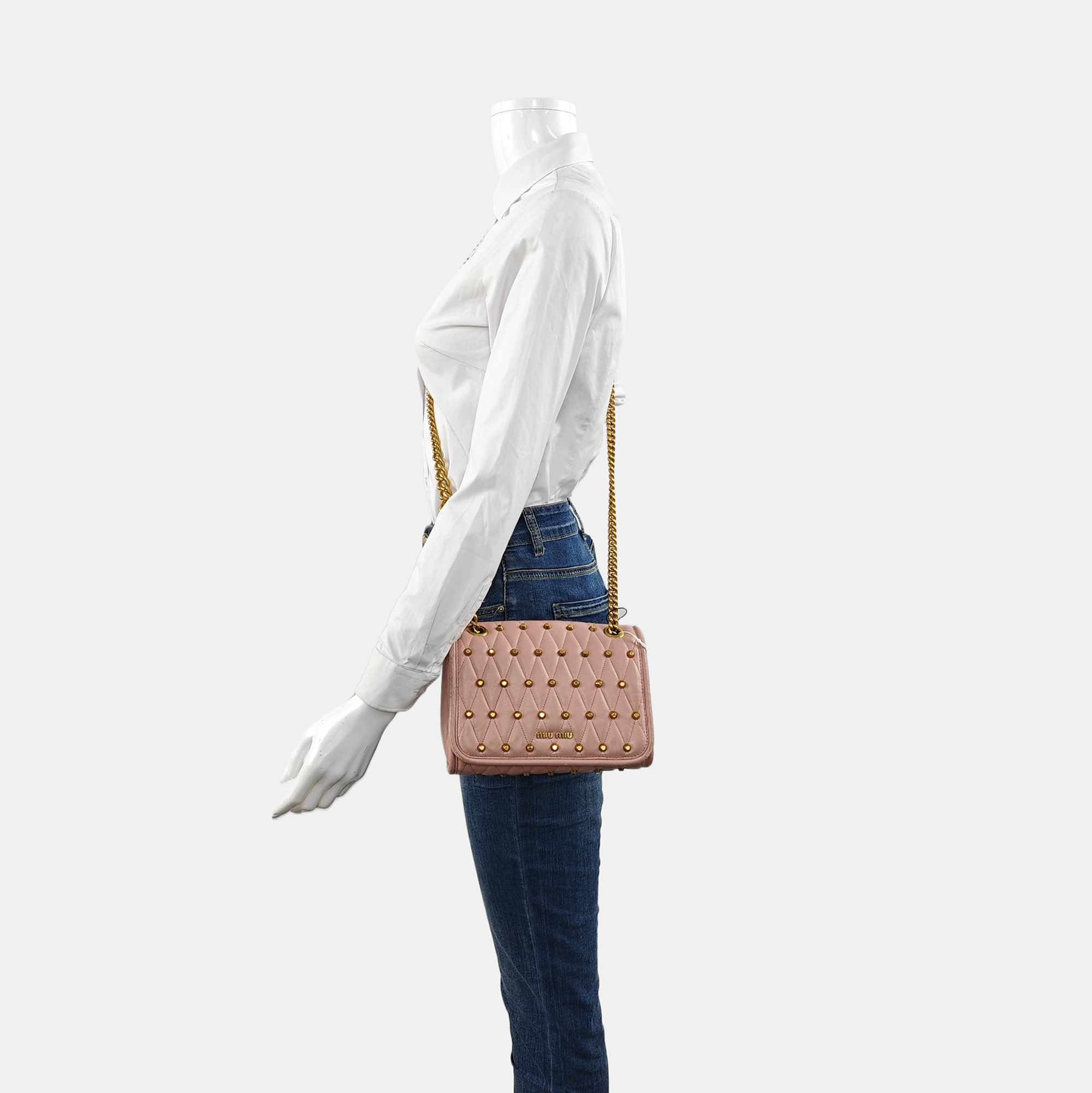 Quilted Leather Shoulder Bag Pink