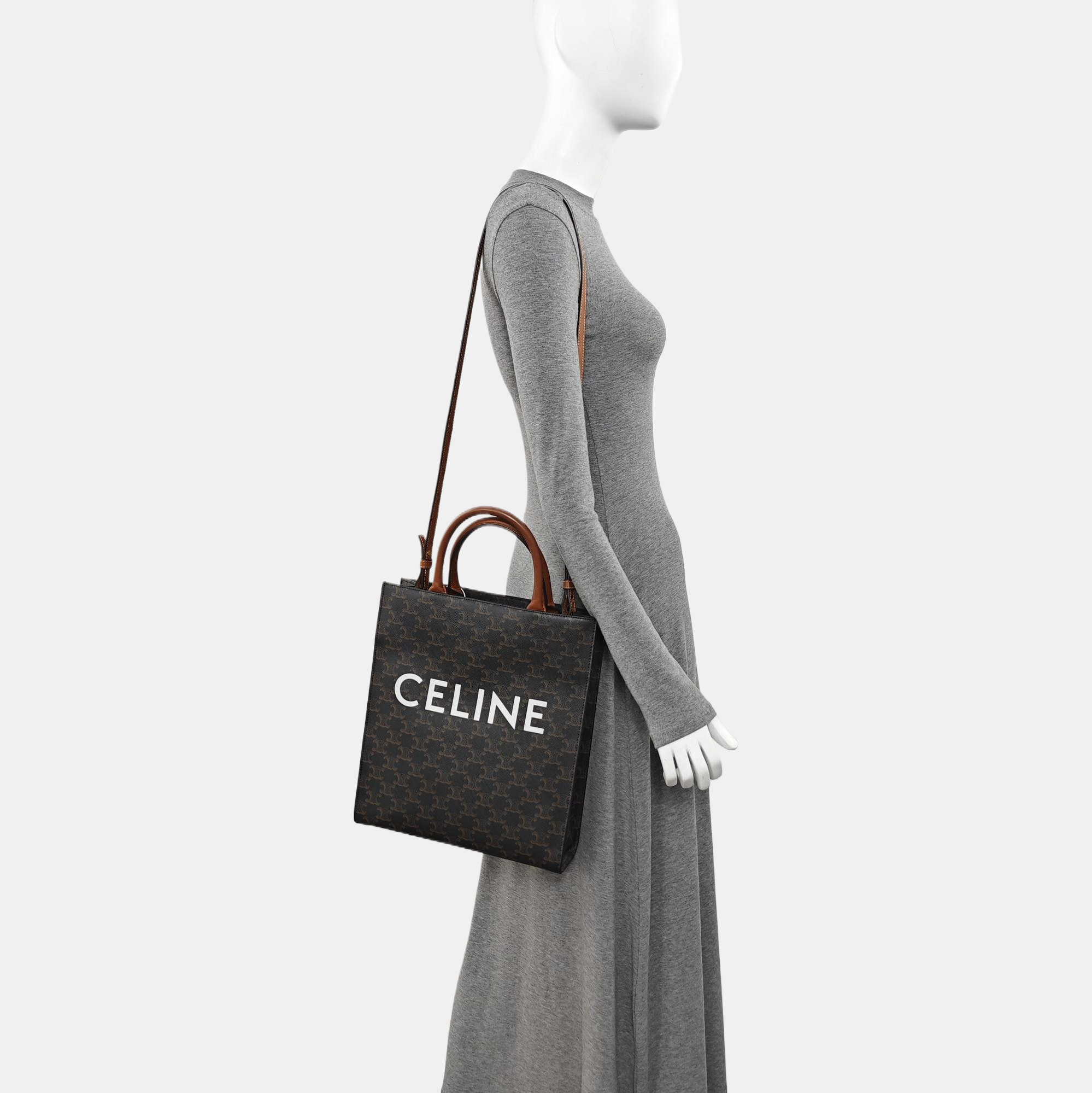CABAS CELINE Small Coated Canvas Brown