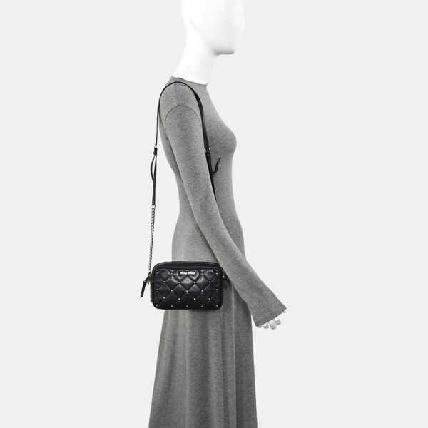 Quilted Lambskin Shoulder Bag Black