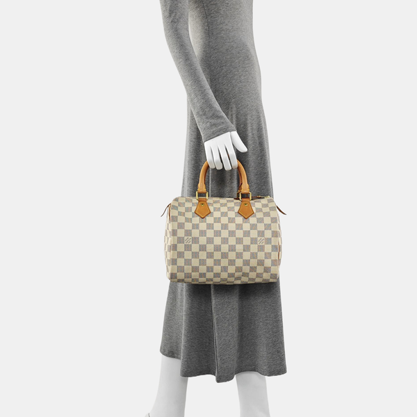 SPEEDY 25 Damier Azur Coated Canvas White