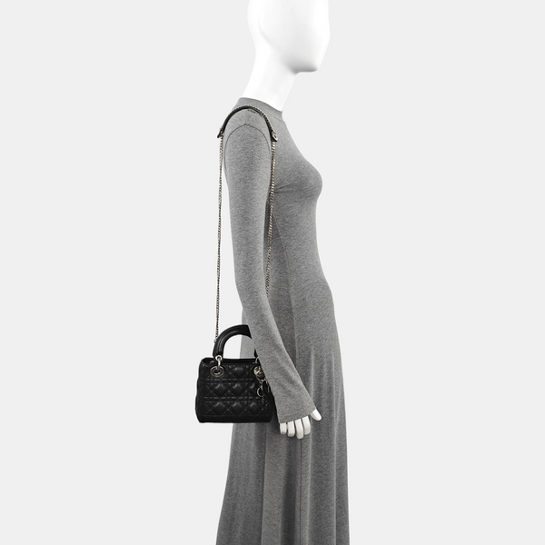 Lady Dior Mini Cannage Lambskin Black