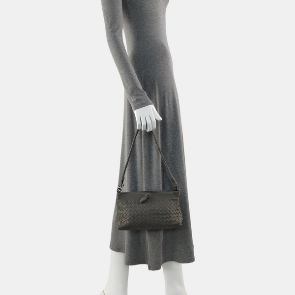 Lambskin Top Handle Bag Gray