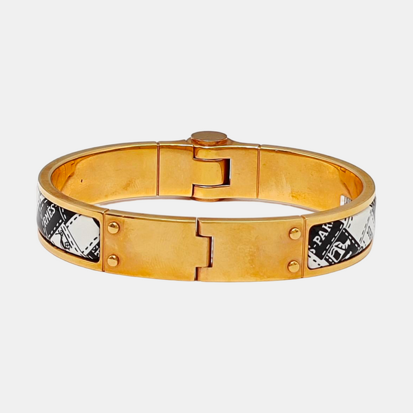 Enamel Hinged Bracelet Metal Rose Gold Bangle