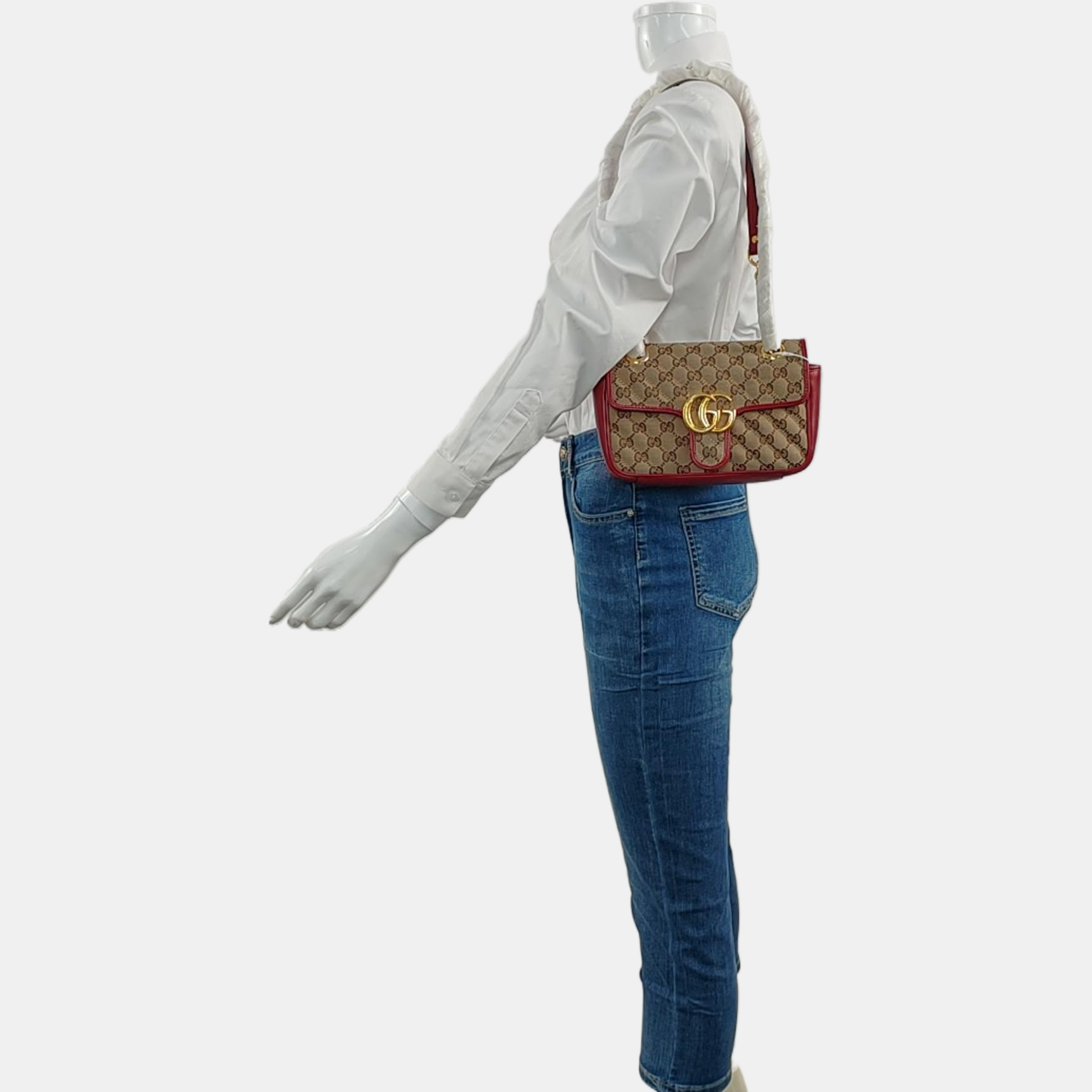 GG Marmont Small Quilted Canvas Brown