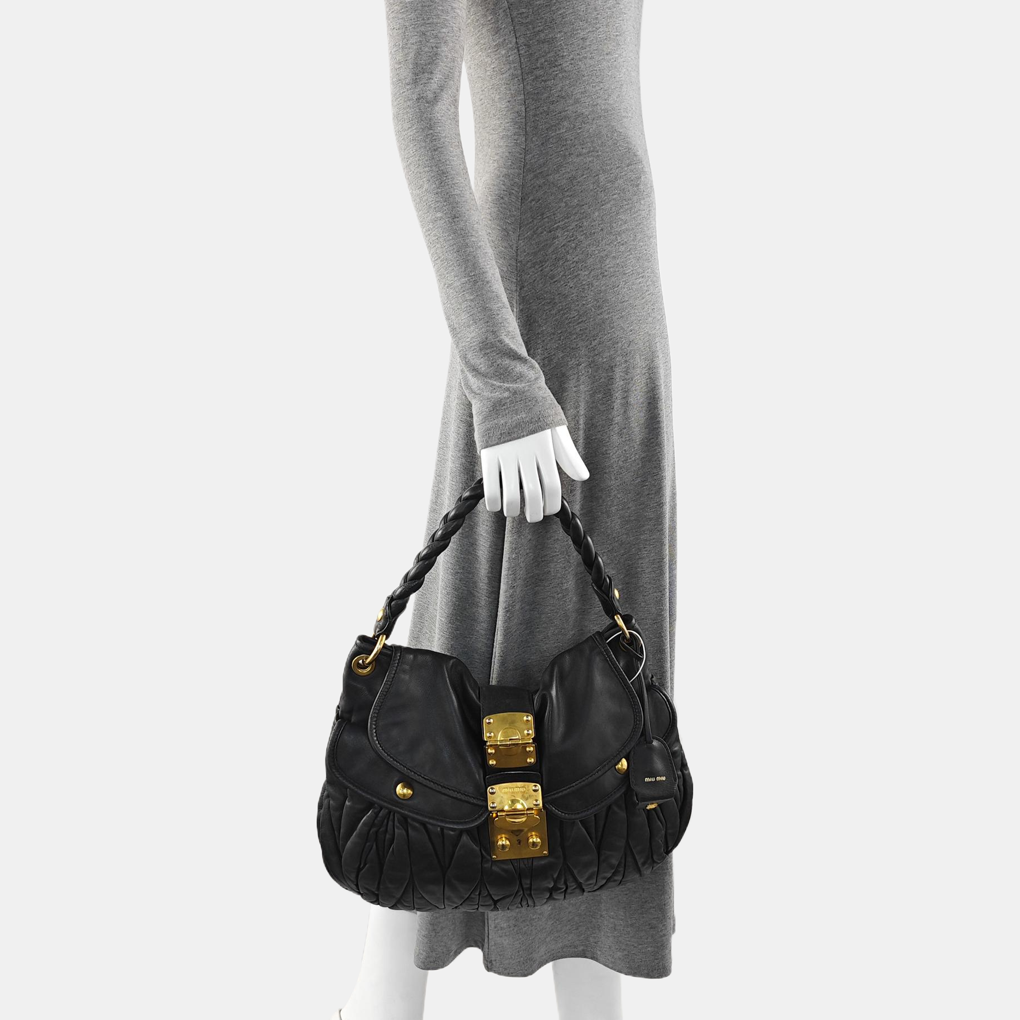 Miu Coffer Quilted Lambskin Black