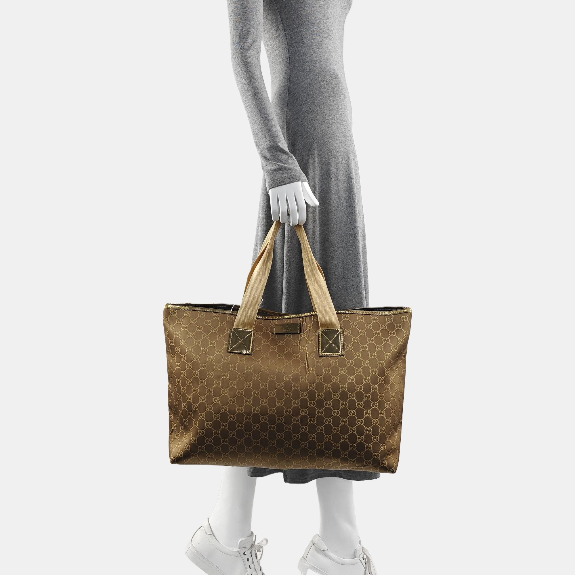 Monogram Coated Canvas Tote Bag Brown