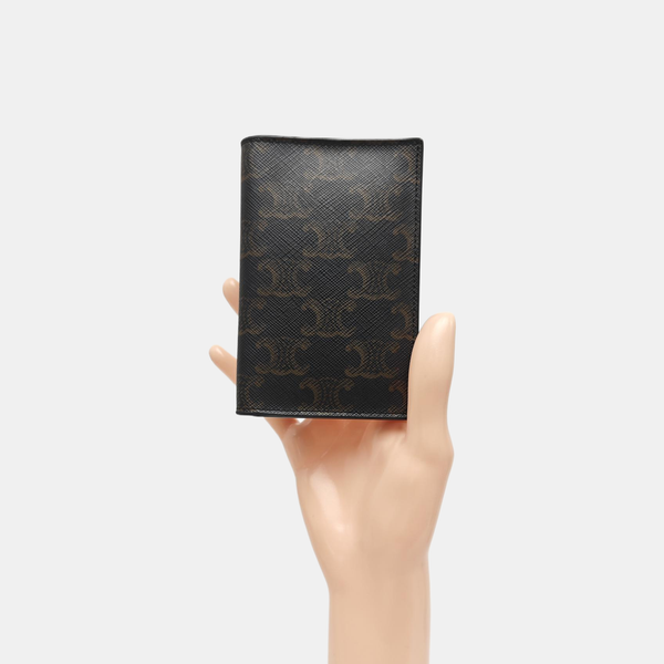 Coated Canvas Card Holder Brown
