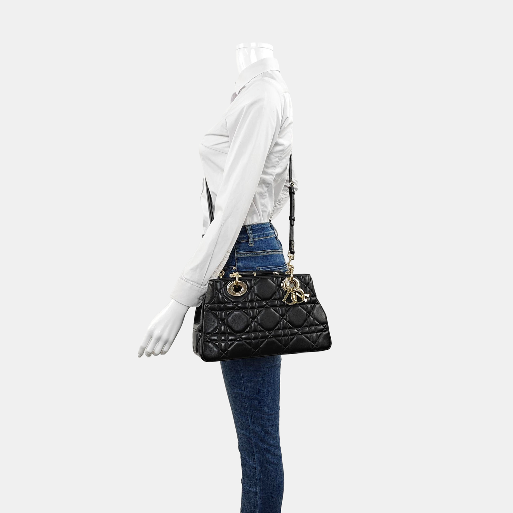 Lady Dior Large Cannage Calfskin Black