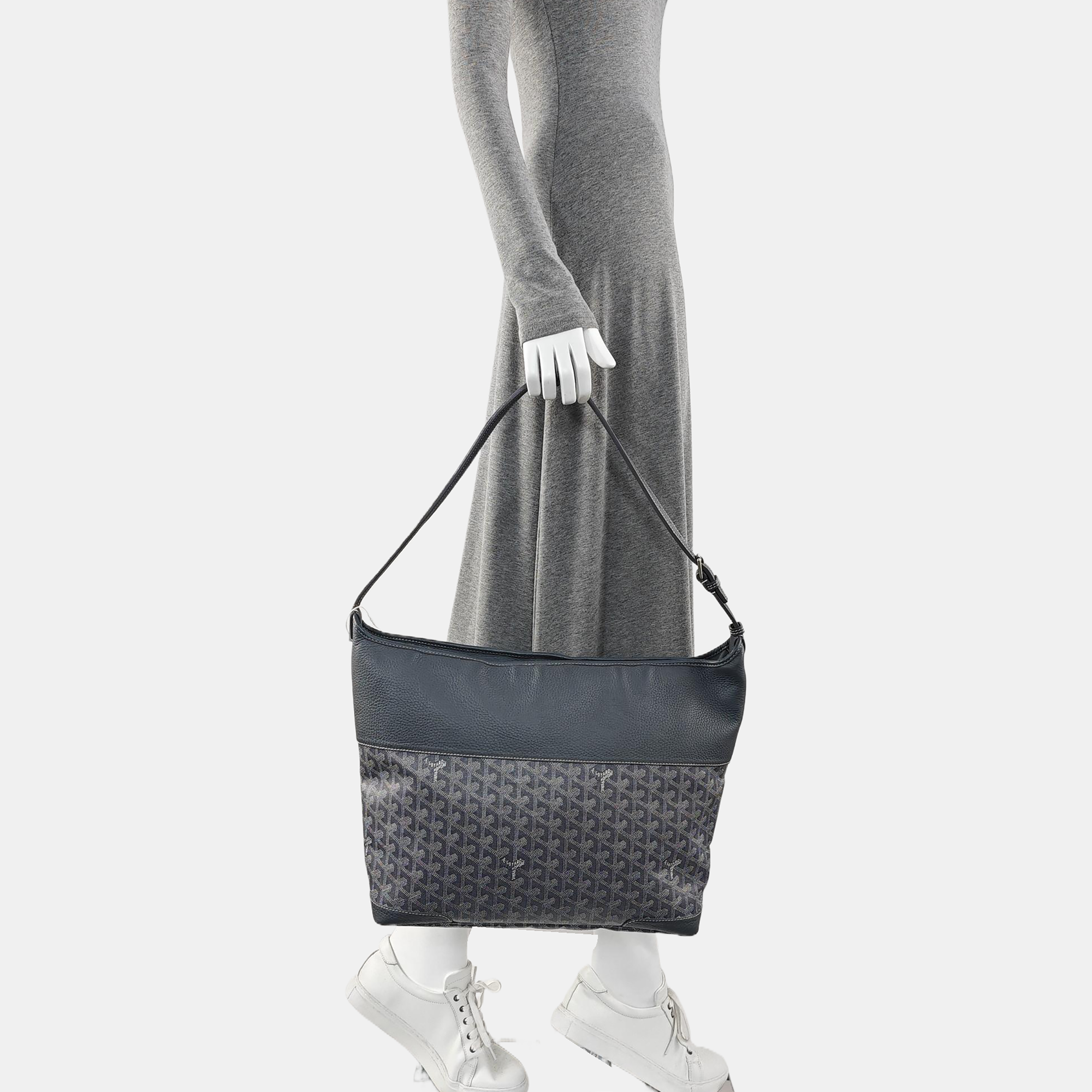 Coated Canvas Shoulder Bag Blue