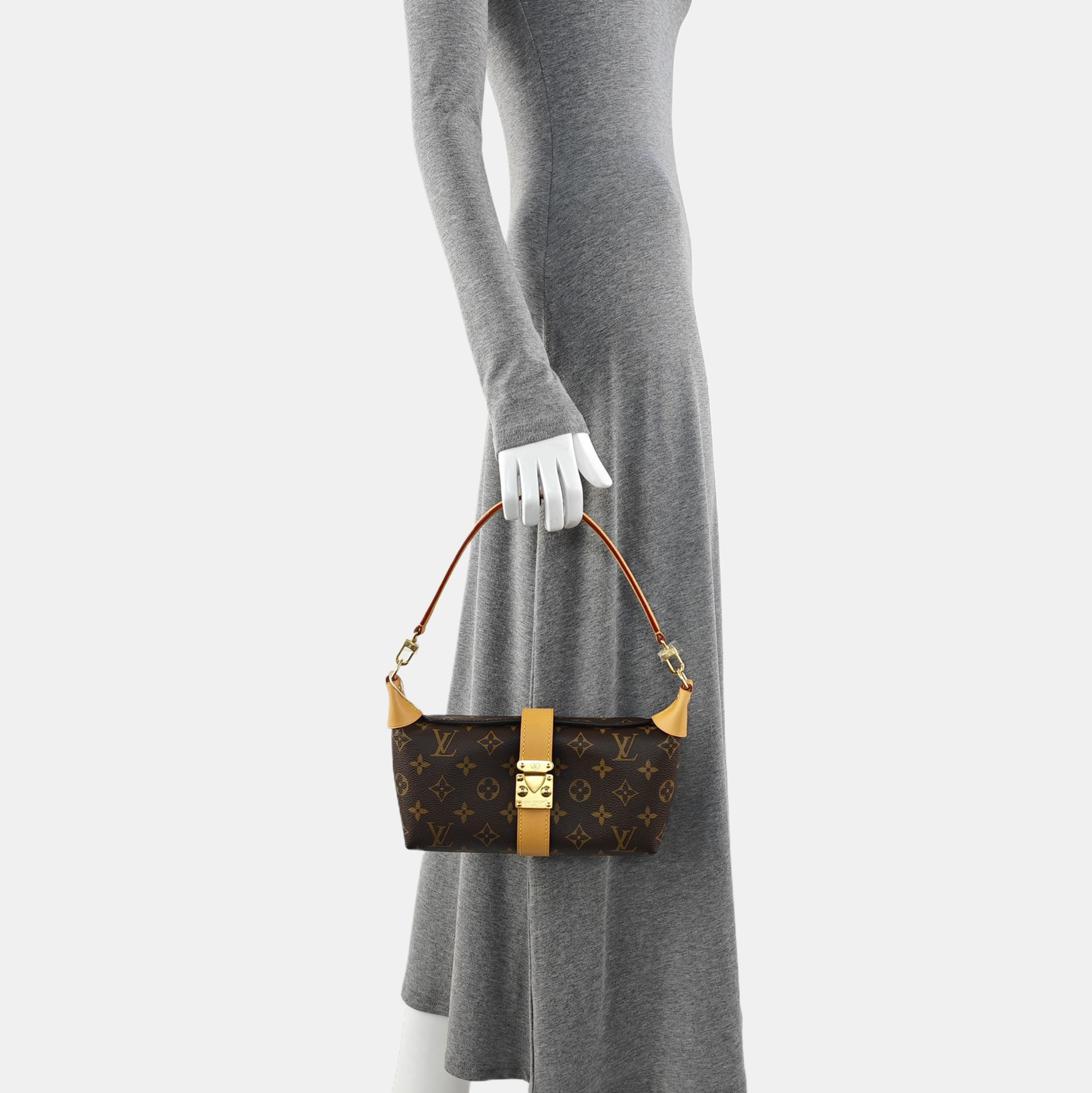 Pochette Mia Monogram Coated Canvas Brown