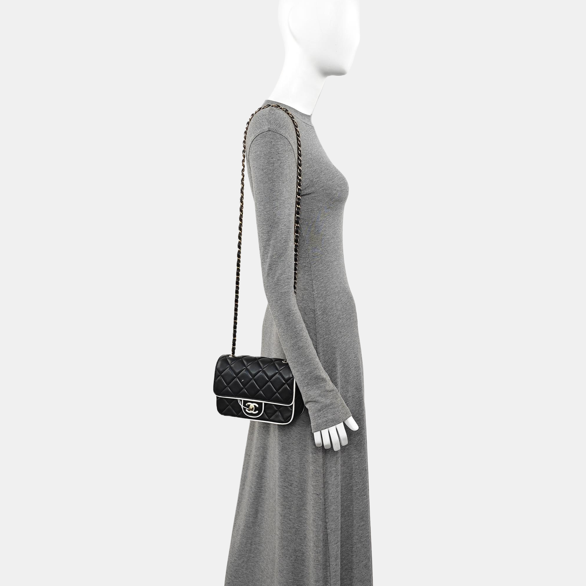 Quilted Lambskin Crossbody Bag Mini Black