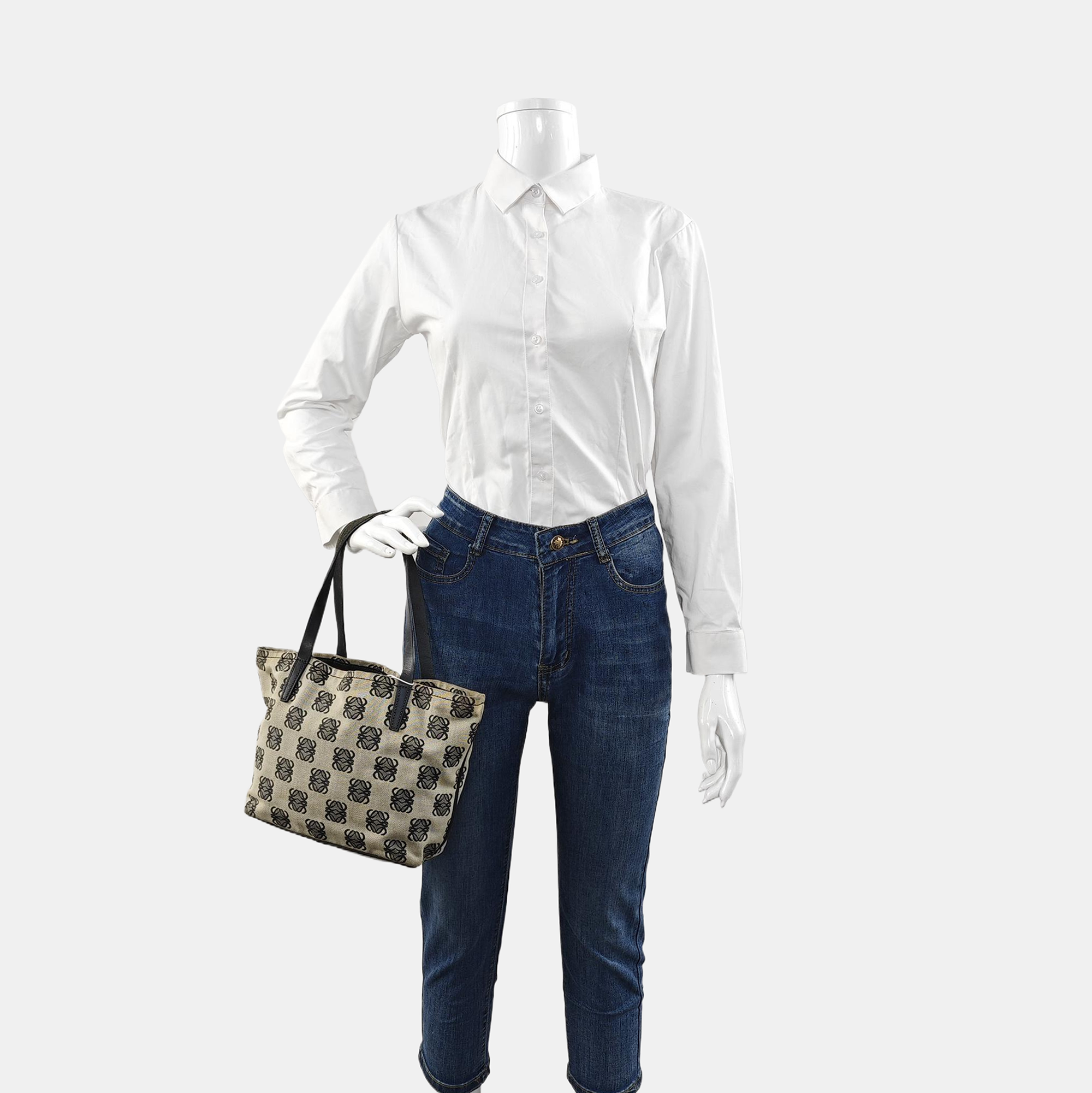 Monogram Canvas Tote Bag Gray