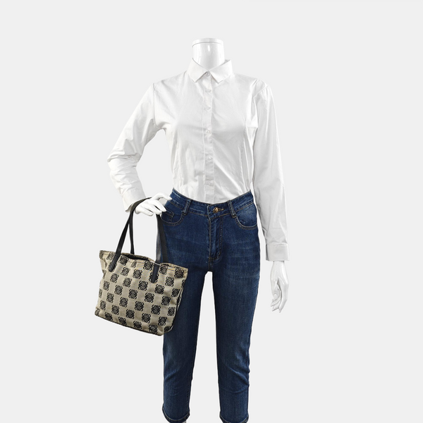 Monogram Canvas Tote Bag Gray