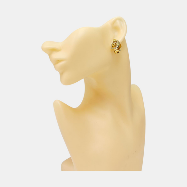 Petit CD Metal Gold Clip On Earrings