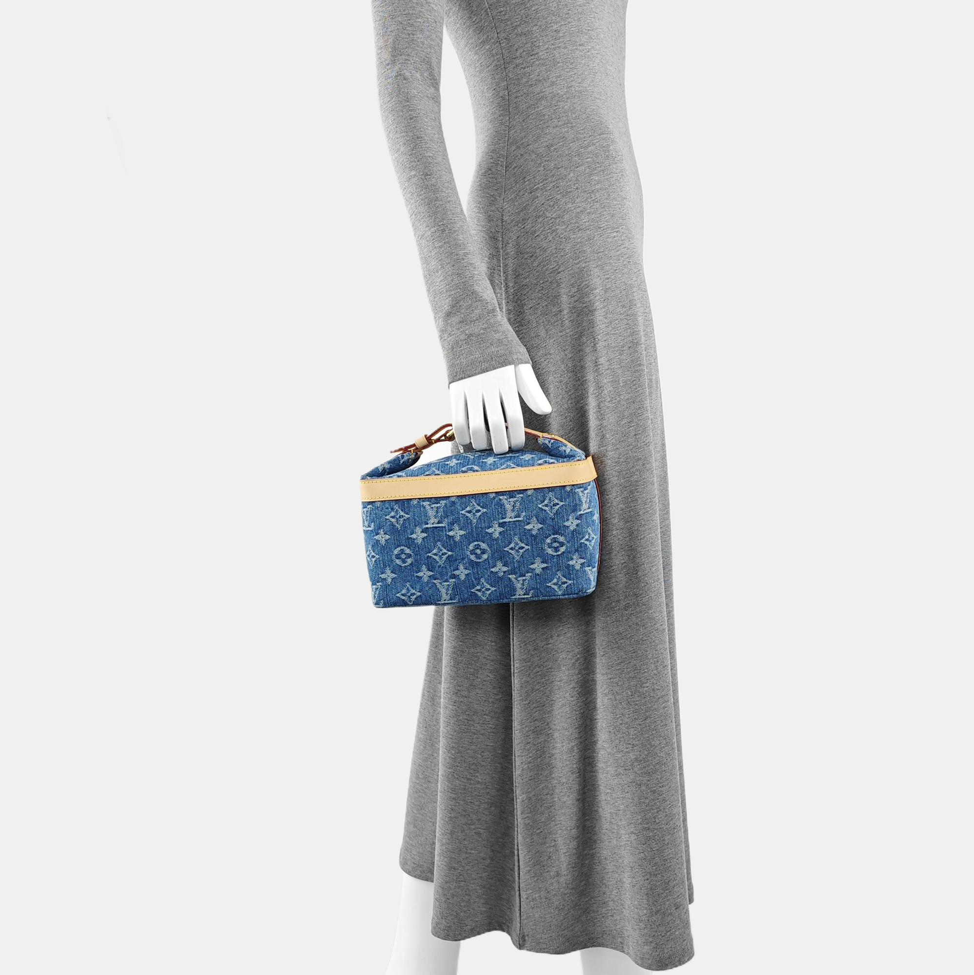Monogram Denim Top Handle Bag Blue