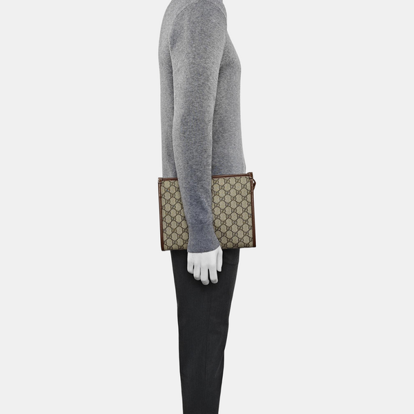 Monogram Coated Canvas Clutch Beige