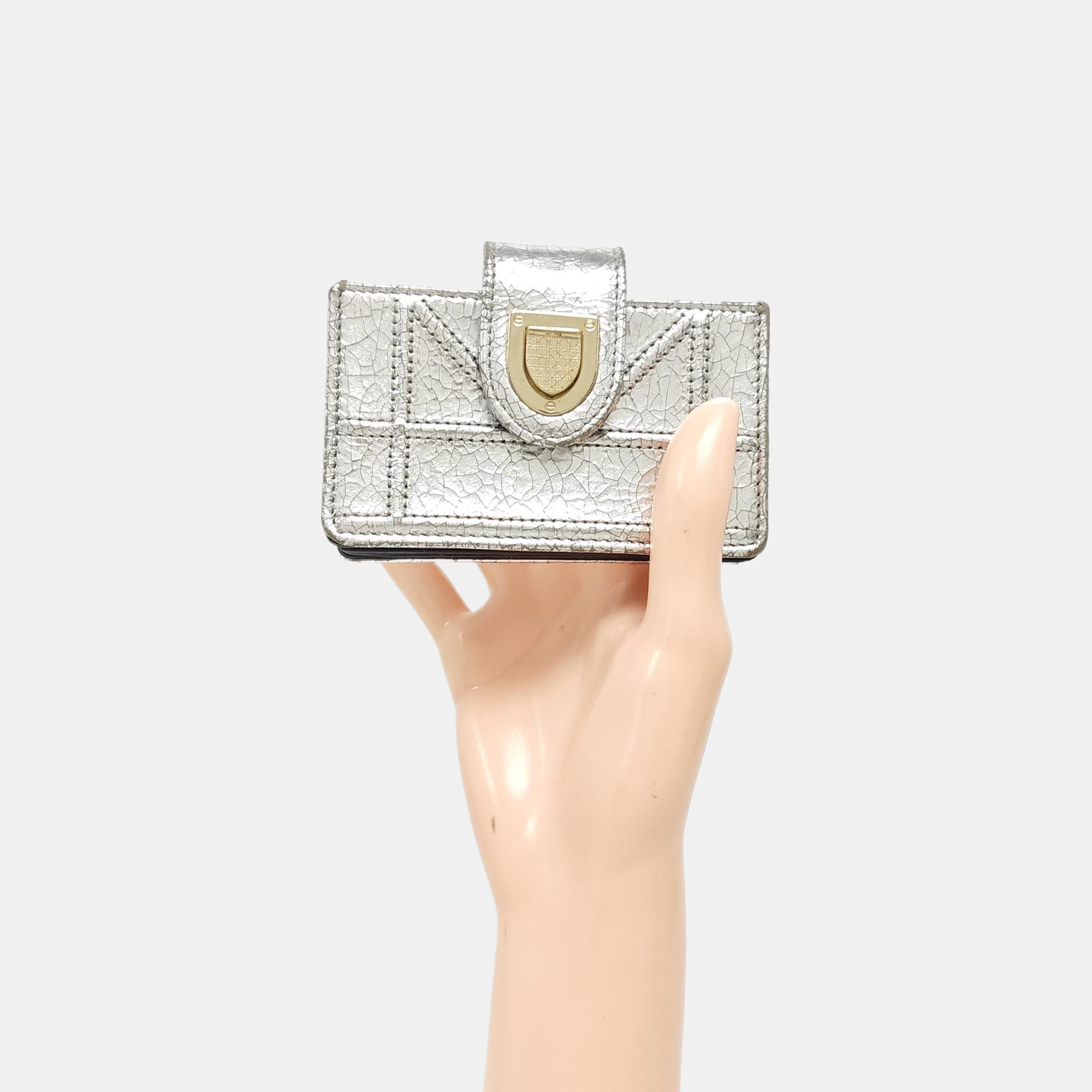 Diorama Cannage Calfskin Silver Wallet