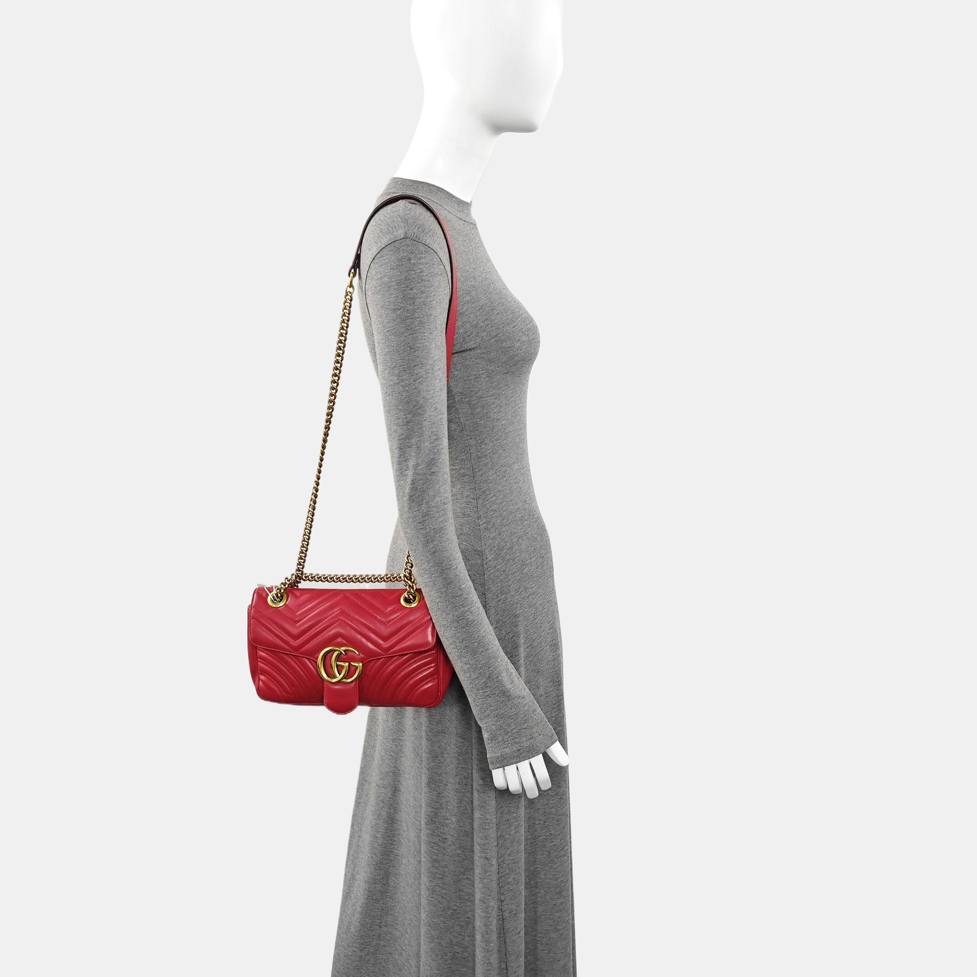 GG Marmont Medium Quilted Calfskin Red
