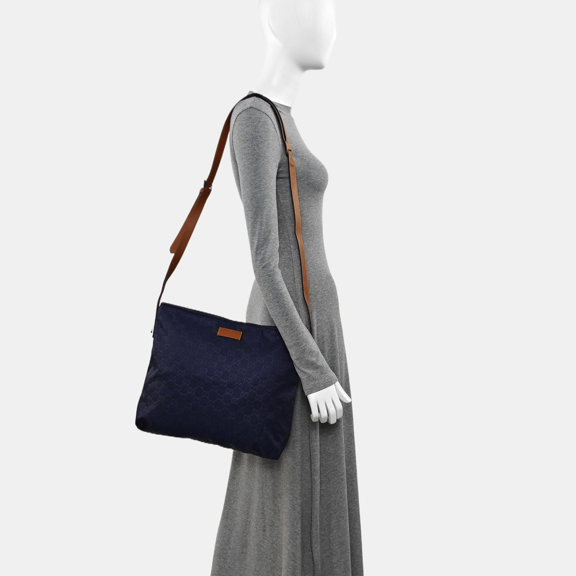 Monogram Nylon Shoulder Bag Blue