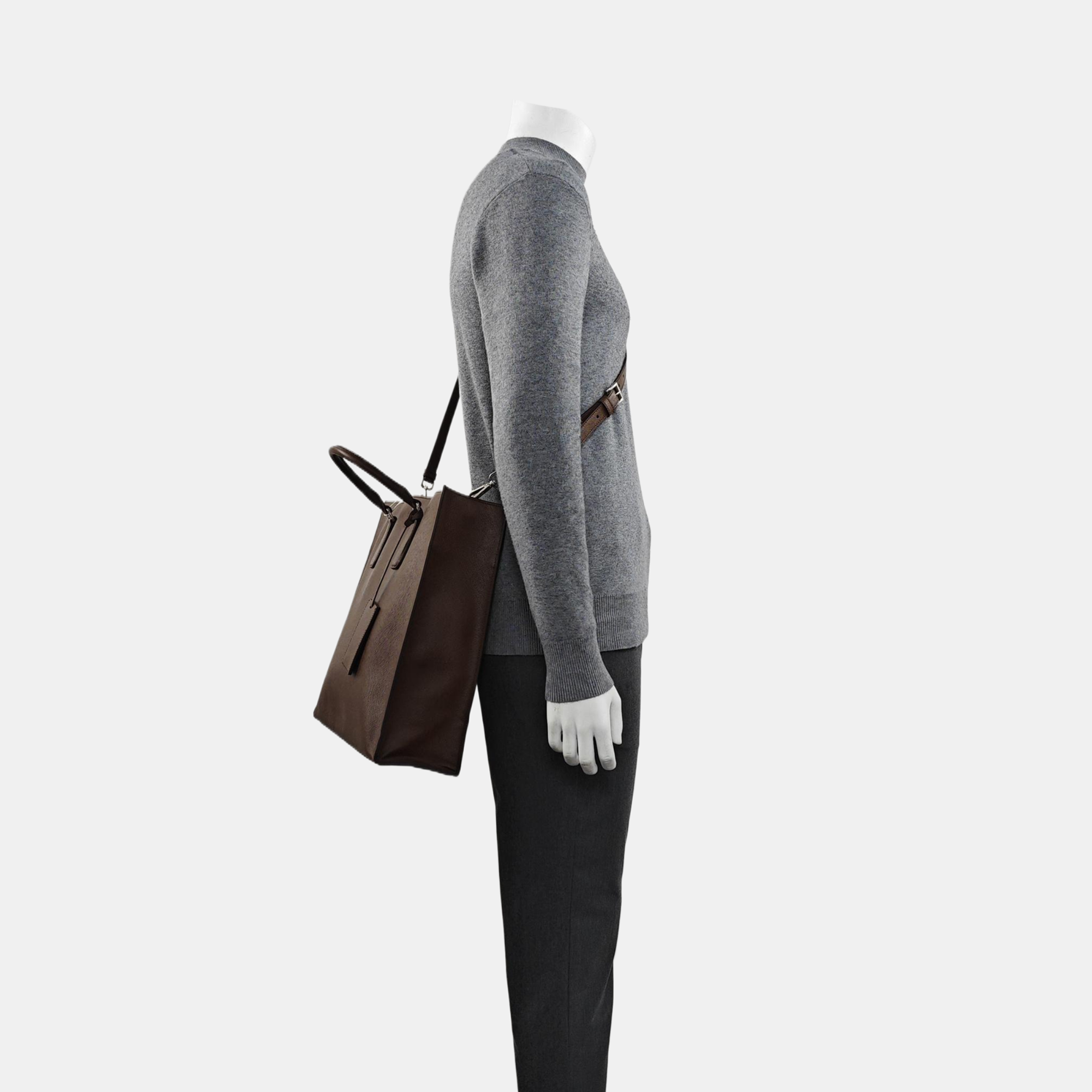 Saffiano Calfskin Shoulder Bag Brown