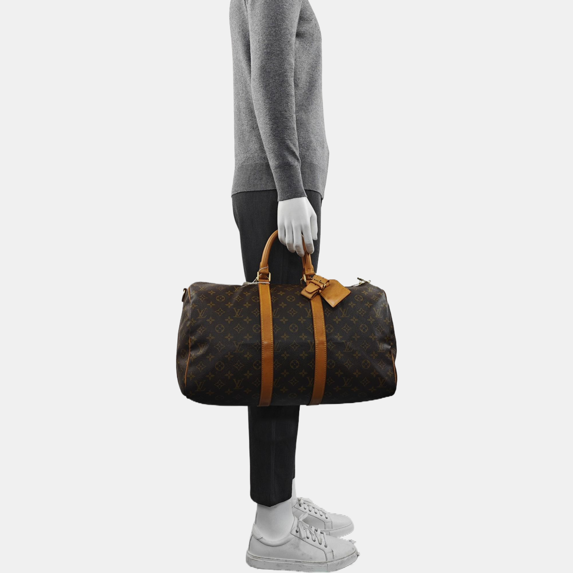 KEEPALL 45 Monogram Coated Canvas Brown