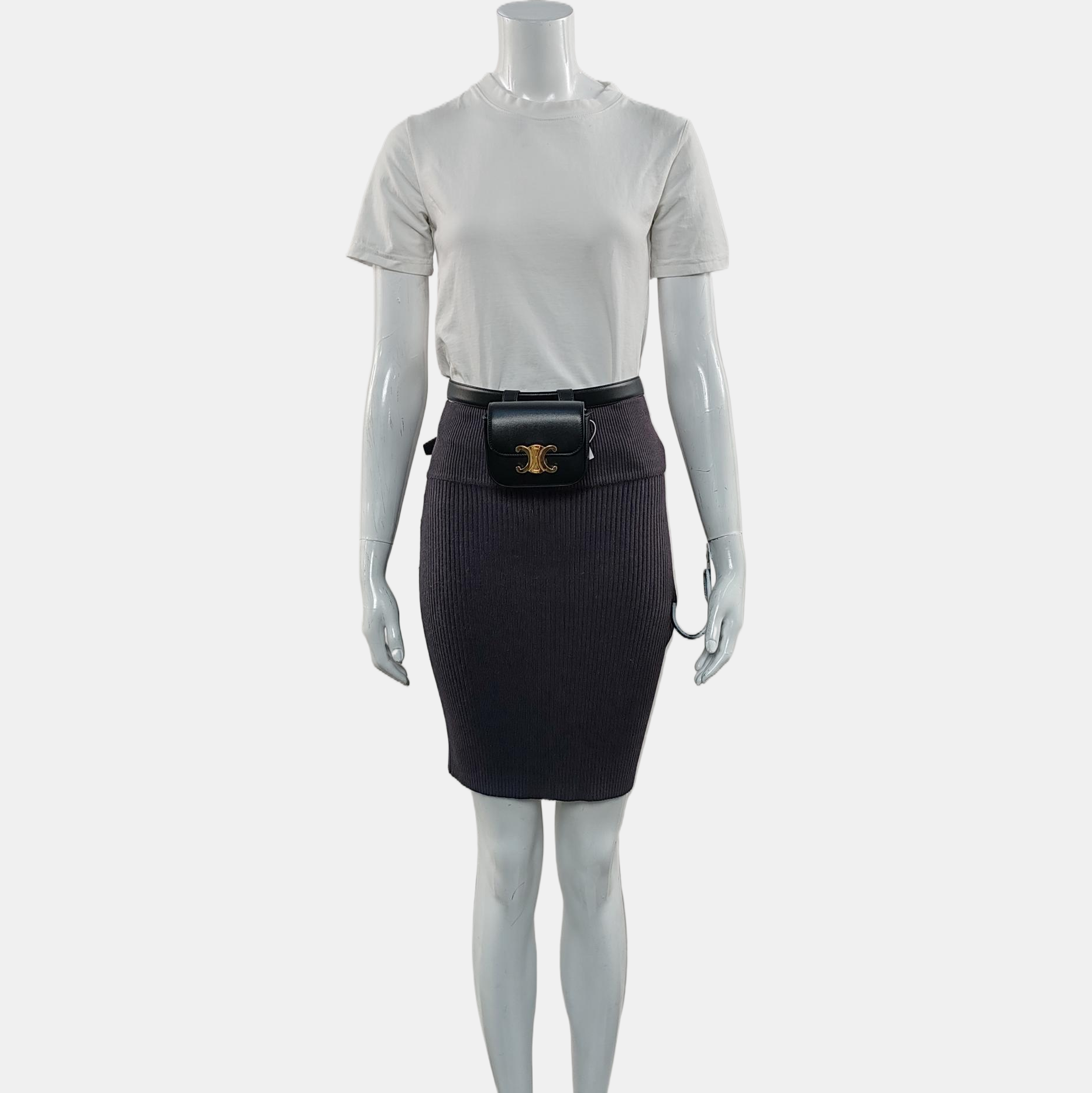 Authenticated pre-owned  TRIOMPHE Mini Calfskin Black - Belt Bag at Looply
