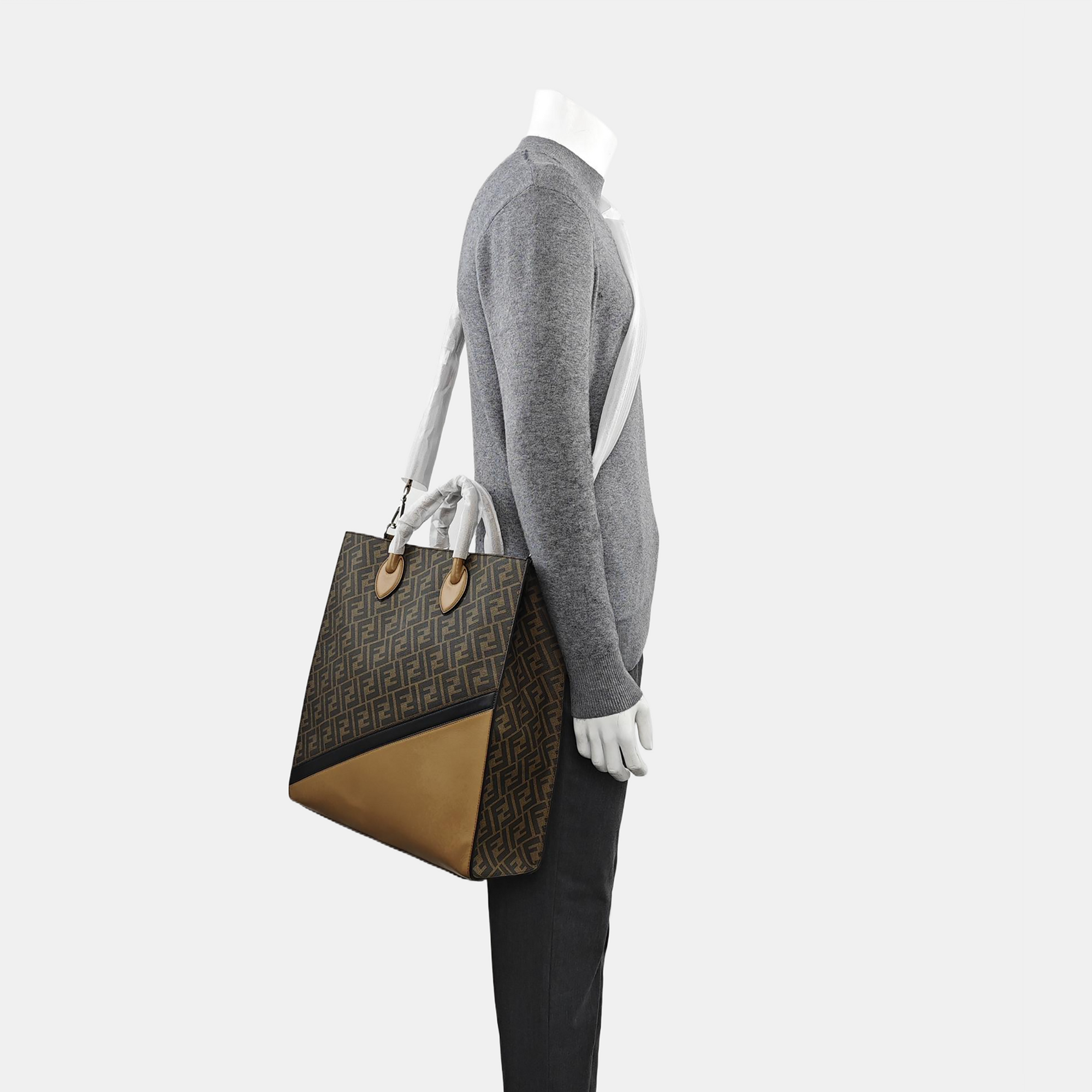 Coated Canvas Tote Bag Brown