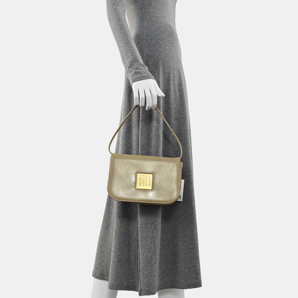 Leather Top Handle Bag Brown