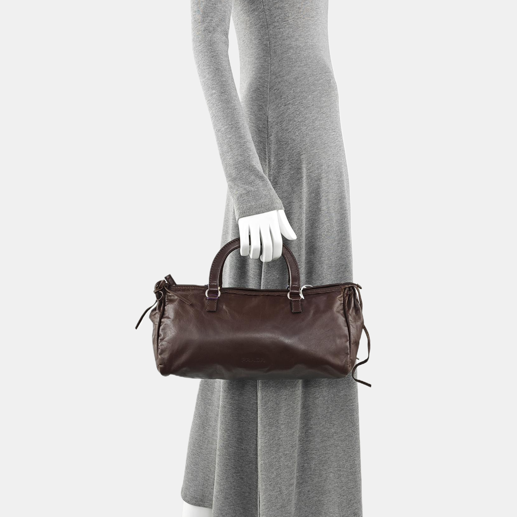 Calfskin Top Handle Bag Brown