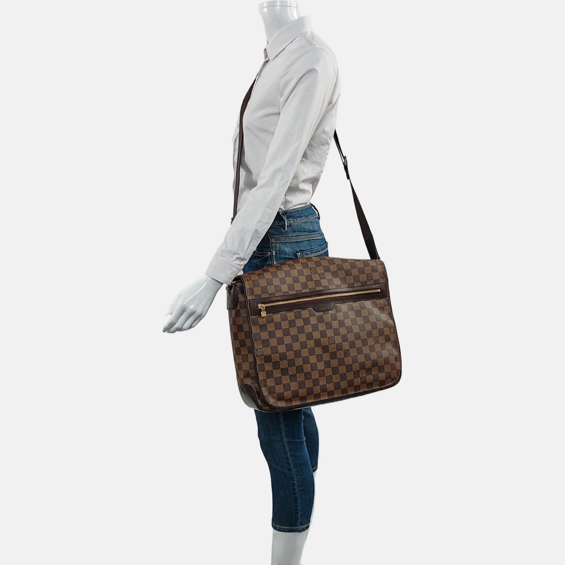 SPENCER Damier Ebene Coated Canvas Brown