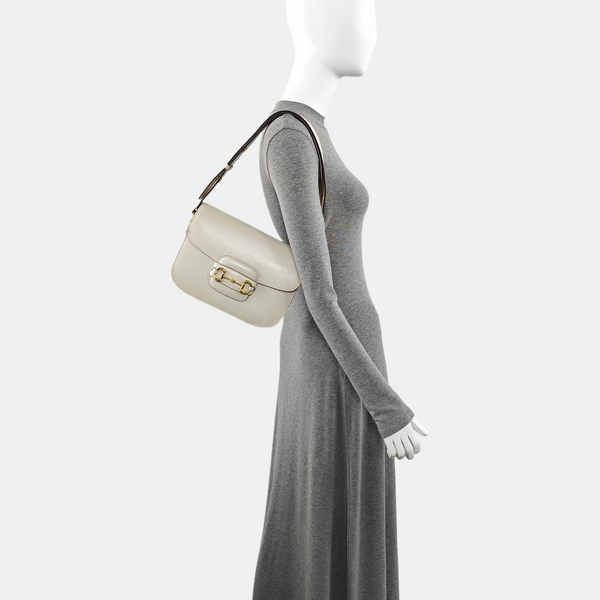 Authenticated pre-owned  Horsebit 1955 Small Calfskin White - Shoulder Bag at Looply