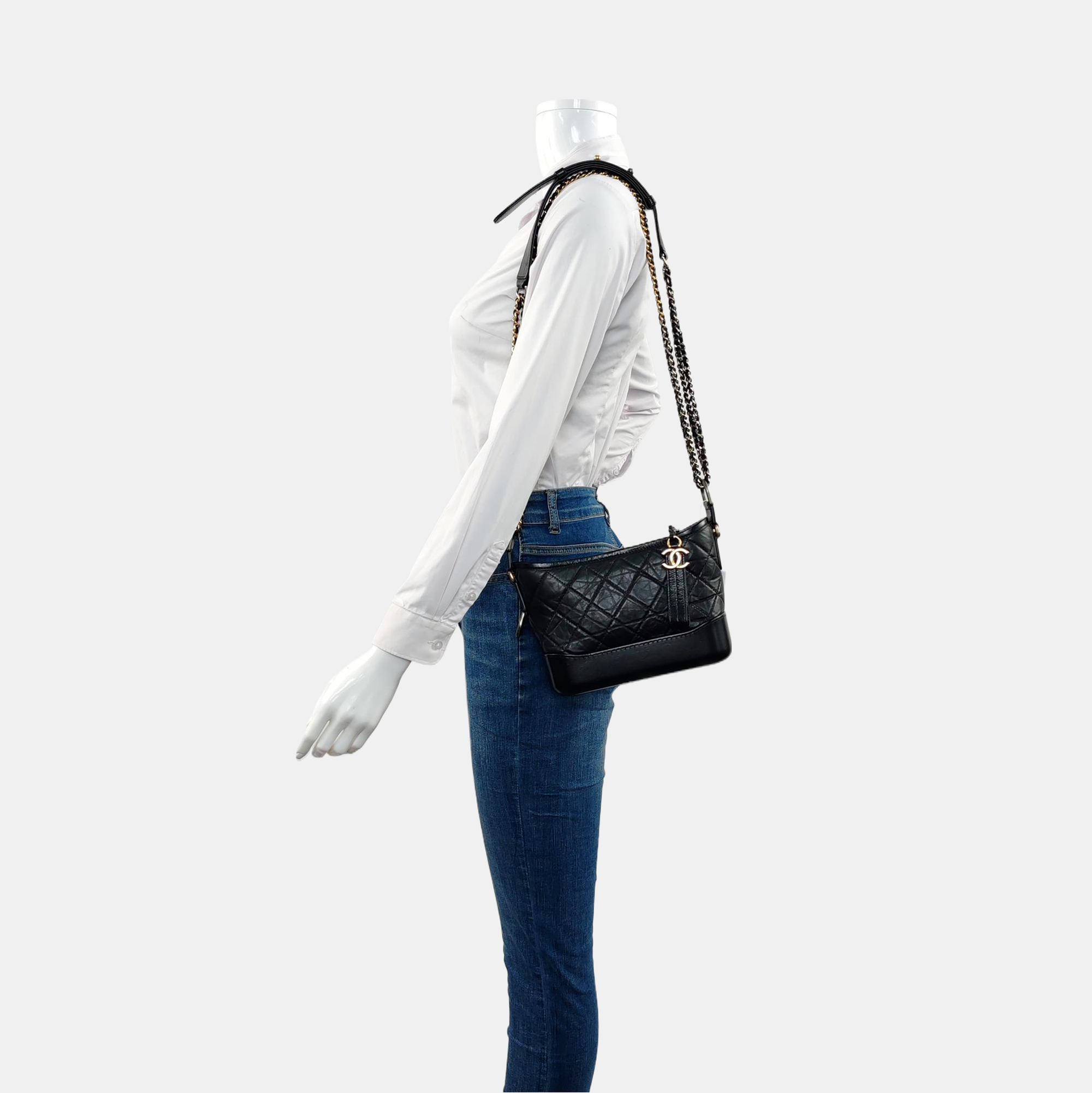 GABRIELLE Small Quilted Calfskin Black