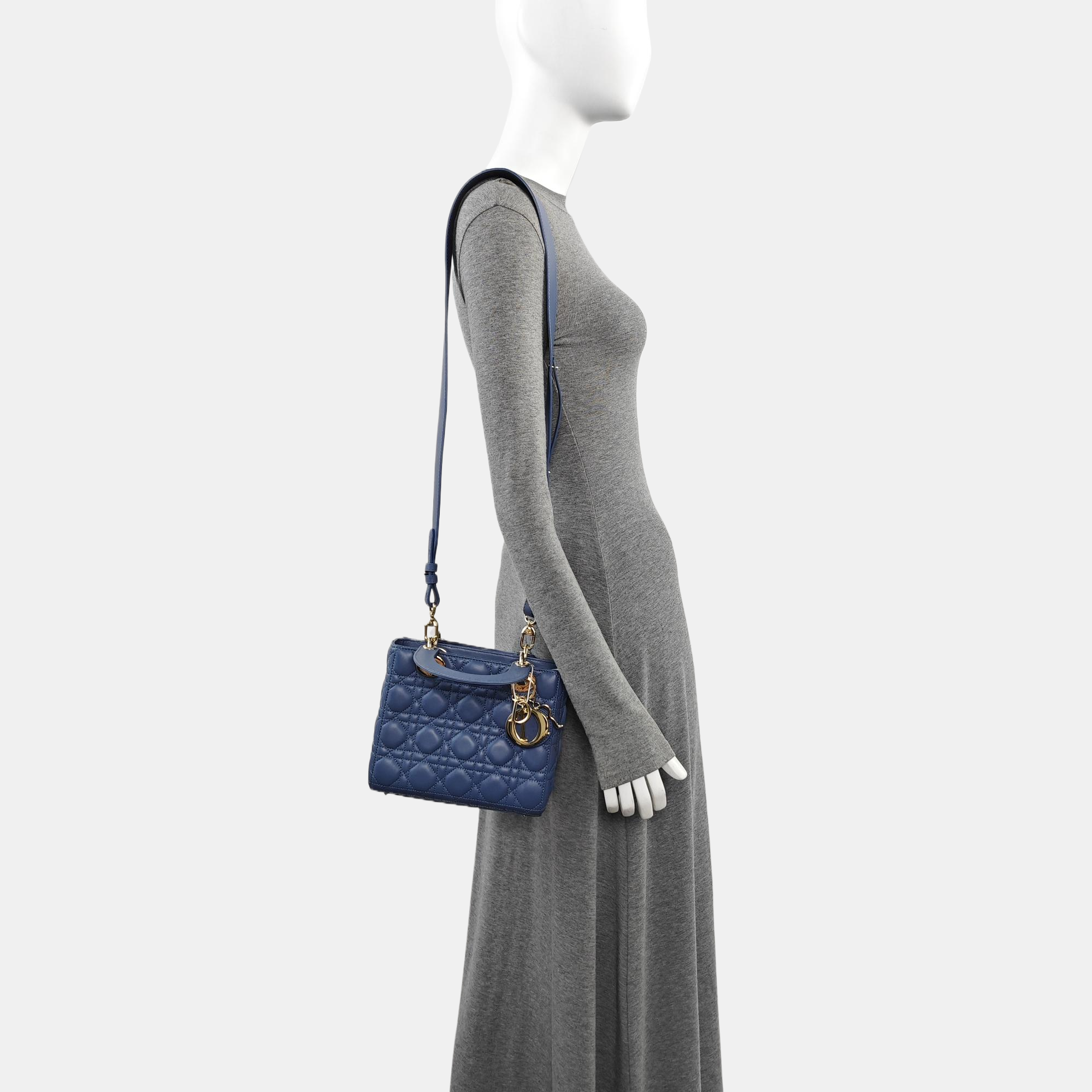 Lady Dior Small Cannage Lambskin Blue