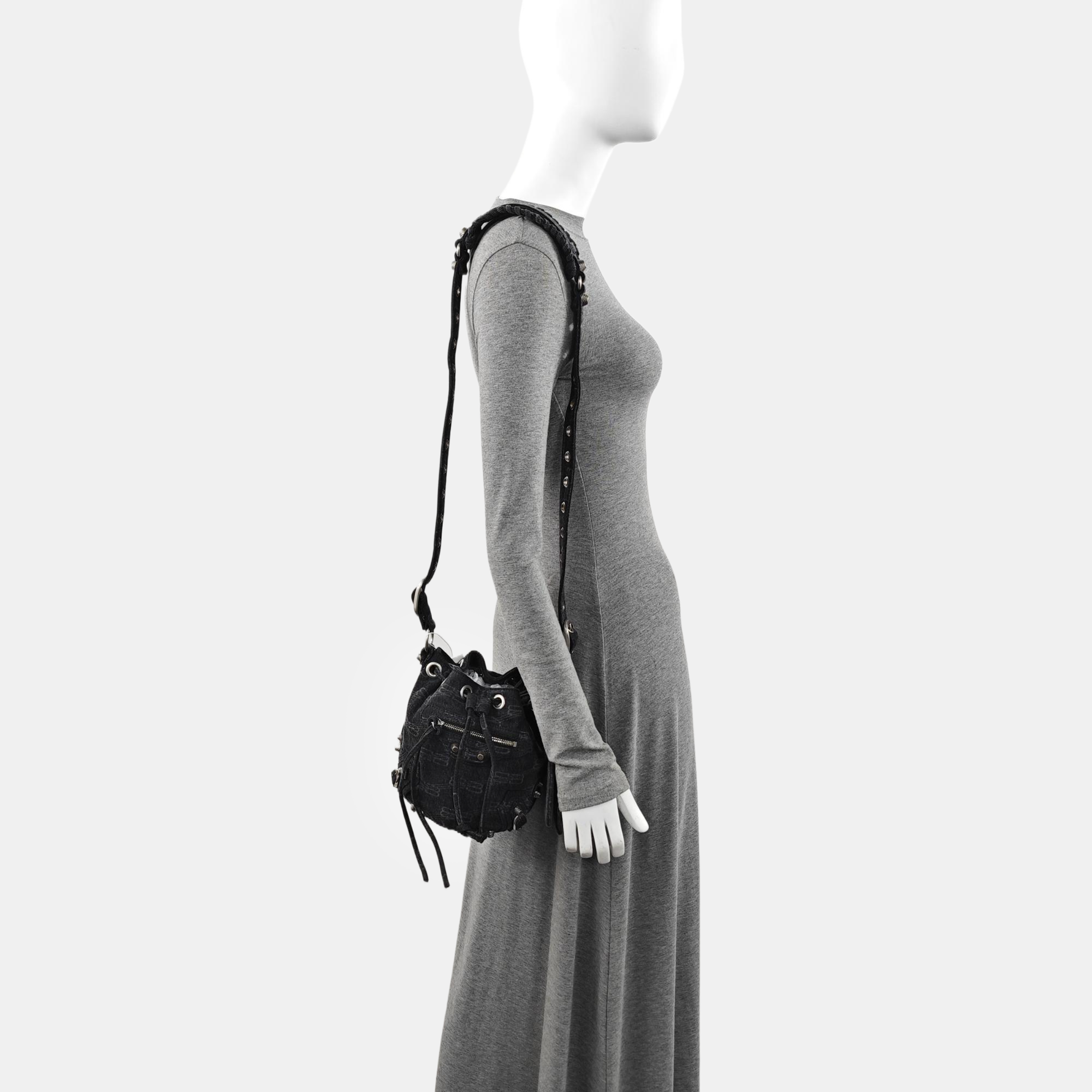 Fabric Bucket Bag Gray