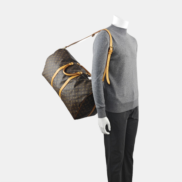 KEEPALL 60 Monogram Coated Canvas Brown