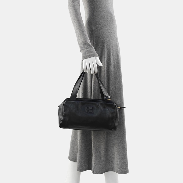Calfskin Top Handle Bag Black