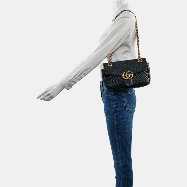 GG Marmont Medium Quilted Calfskin Black