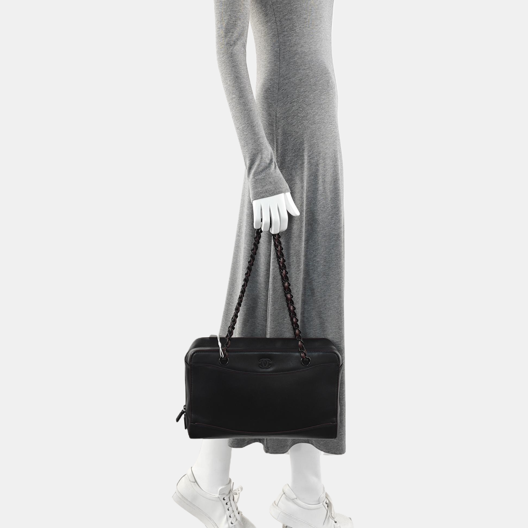 Calfskin Top Handle Bag Black