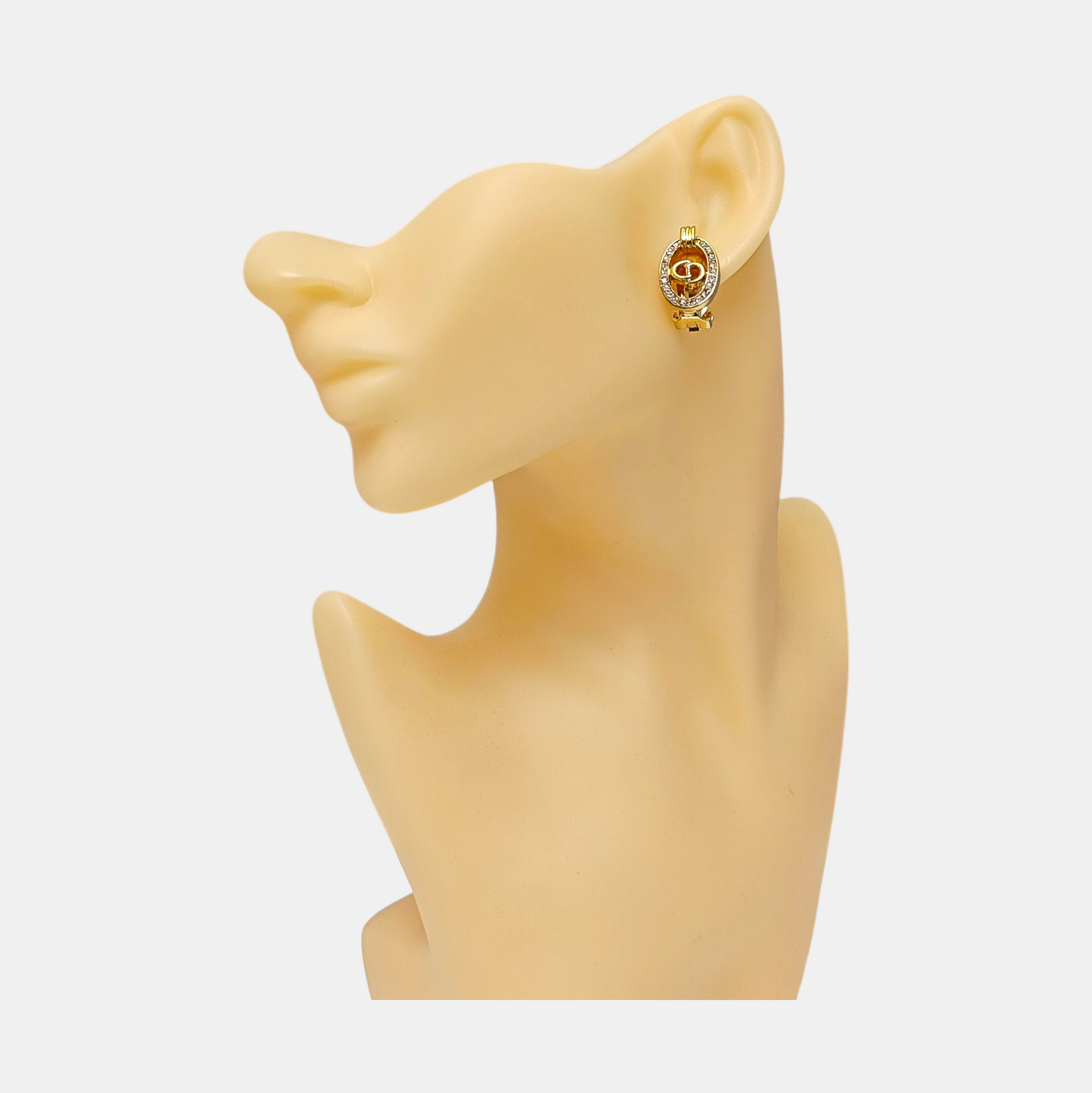 Petit CD Metal Gold Clip On Earrings