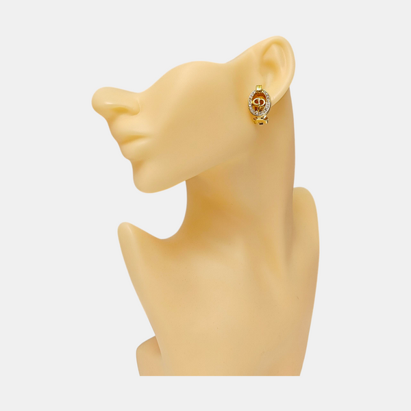 Petit CD Metal Gold Clip On Earrings