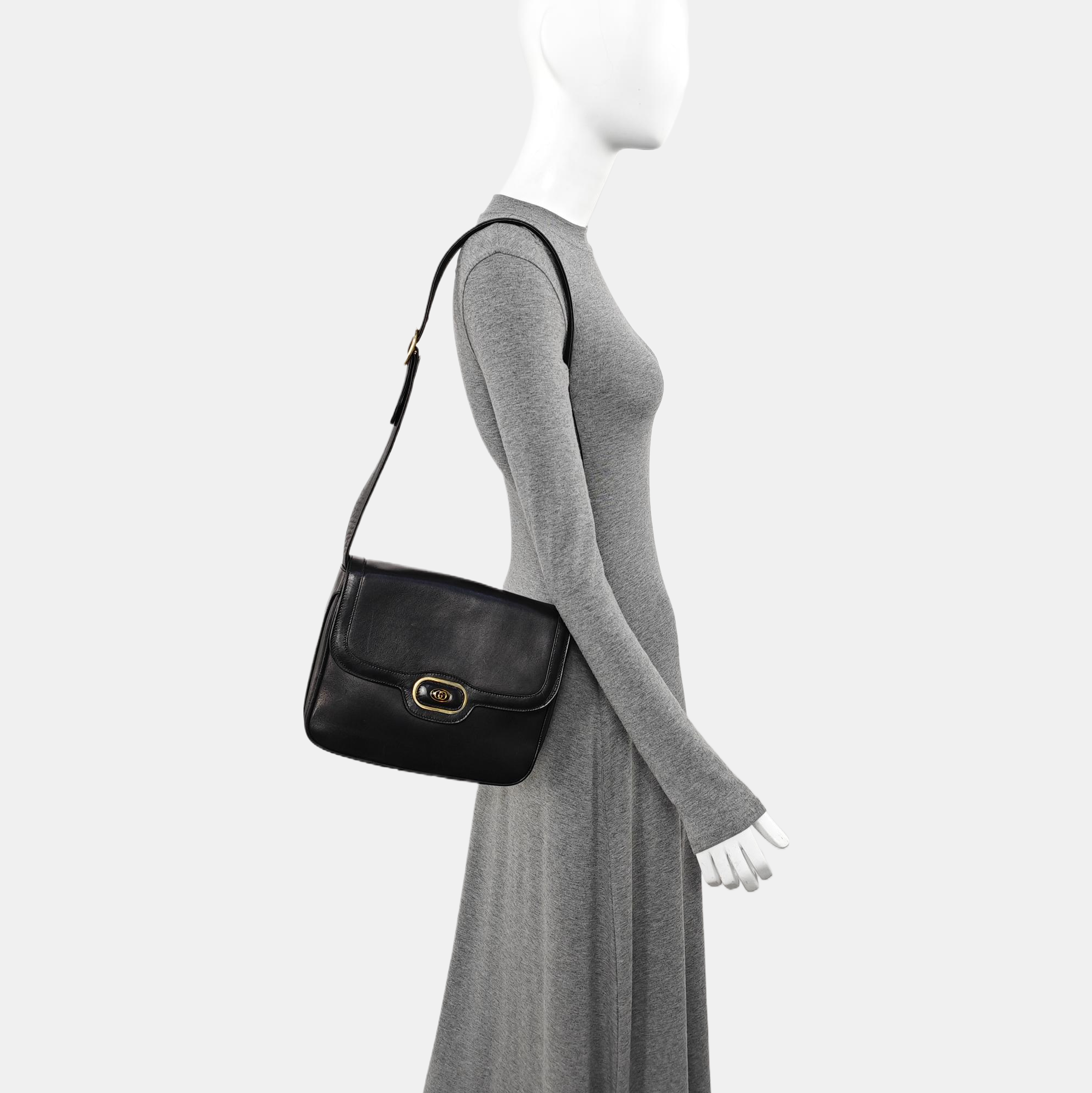 Calfskin Shoulder Bag Black