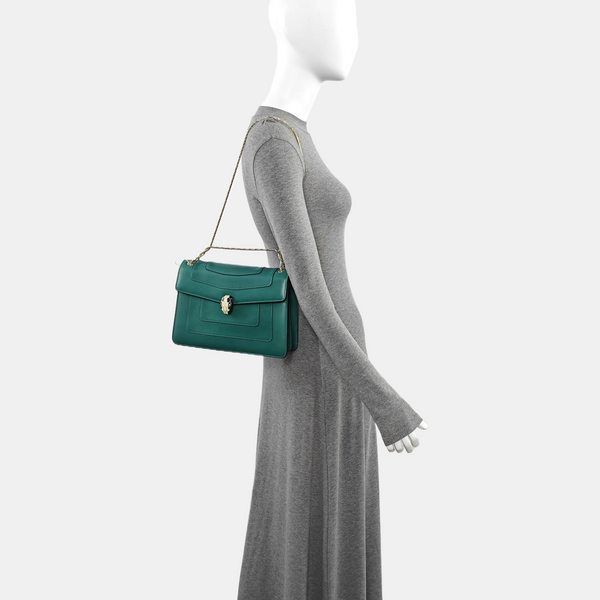 SERPENTI FOREVER Medium Quilted Calfskin Green