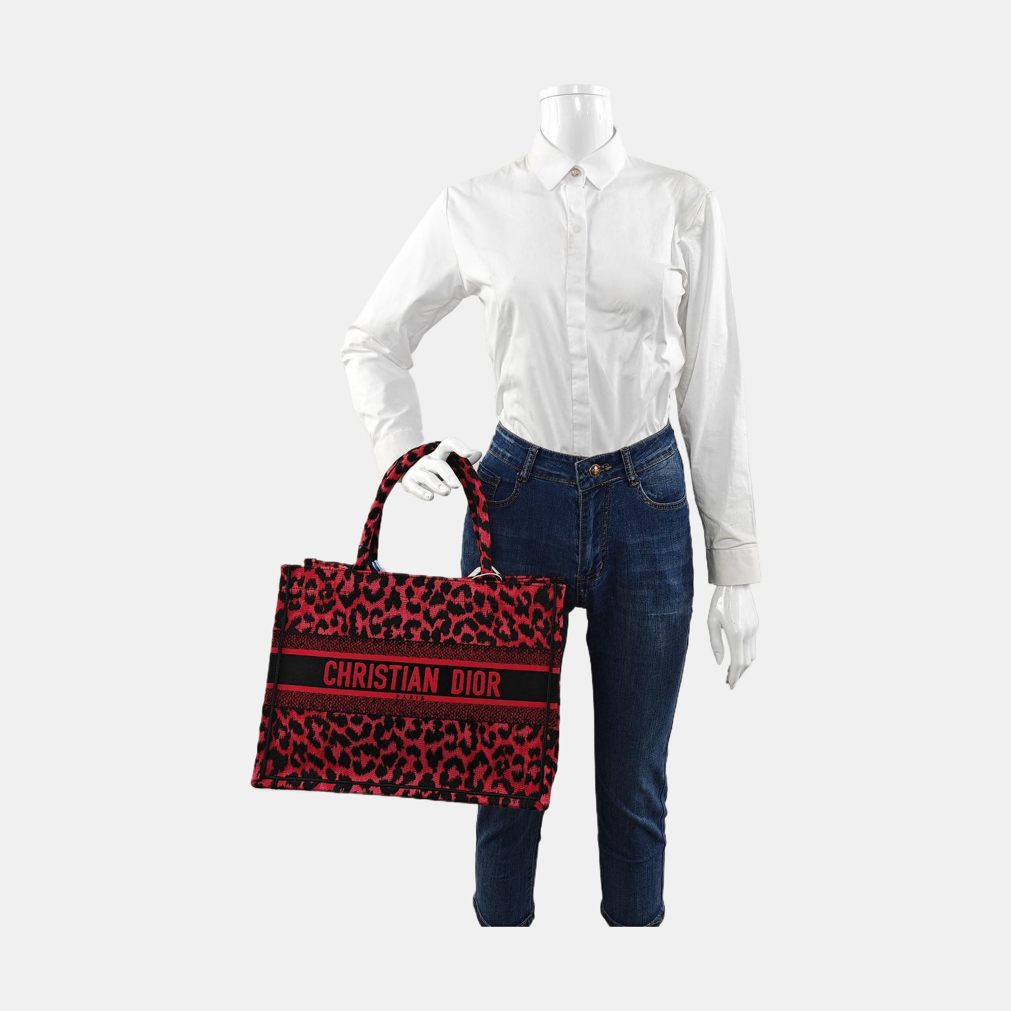 Authenticated pre-owned  Book Tote Medium Fabric Red - Tote Bag at Looply